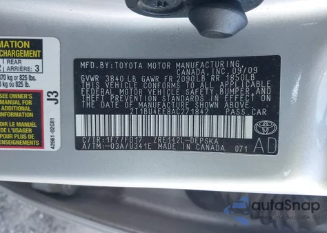 2010 Toyota Corolla S from USA, damaged, VIN 2T1BU4EE8AC271842